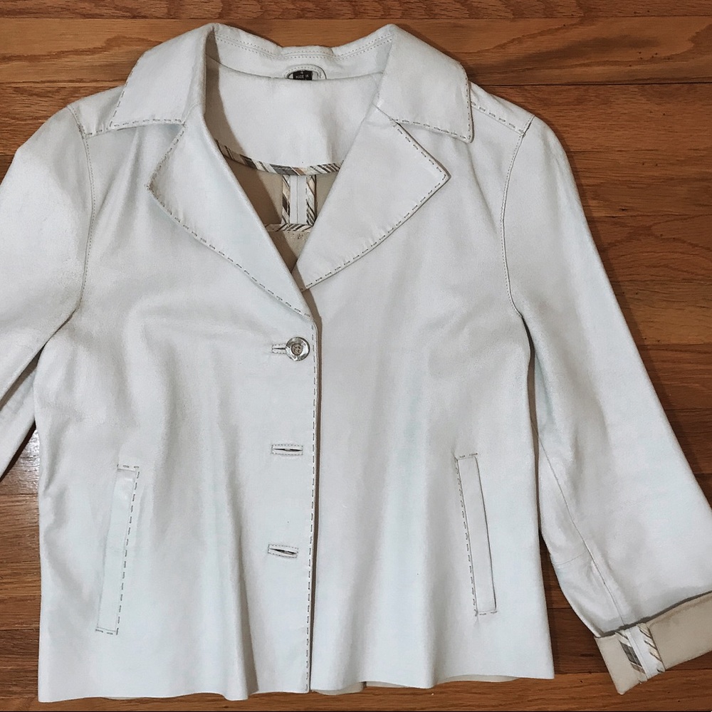 Off White Button Down Leather Jacket - image 4